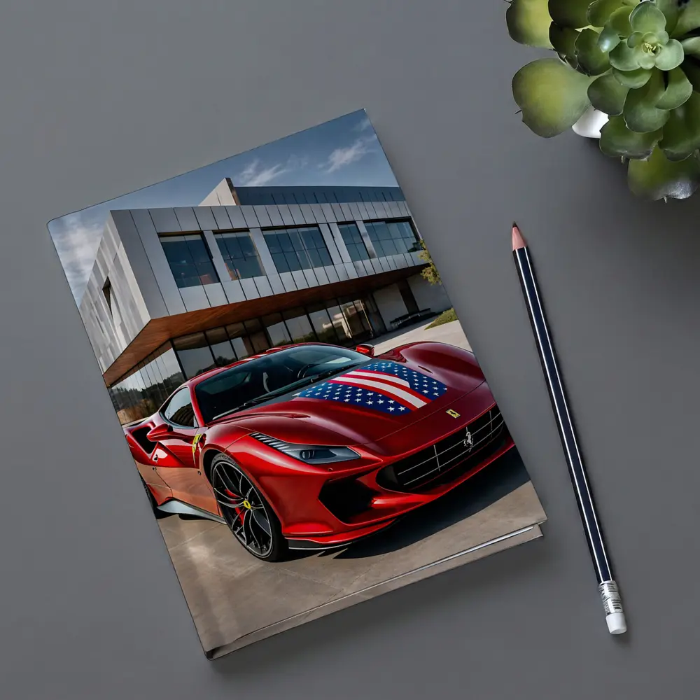 Ferrari F8 Tributo American Flag Modern Building – Notebooks
