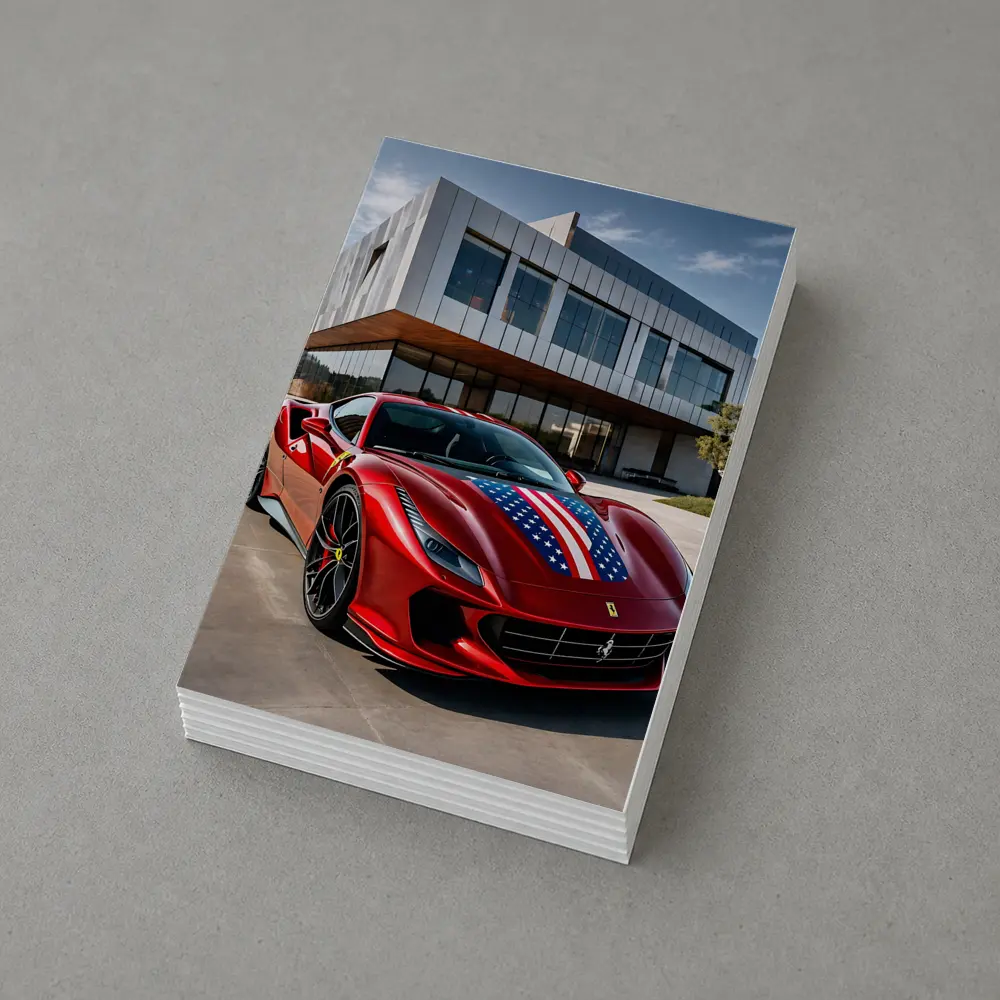 Ferrari F8 Tributo American Flag Modern Building – Postcards
