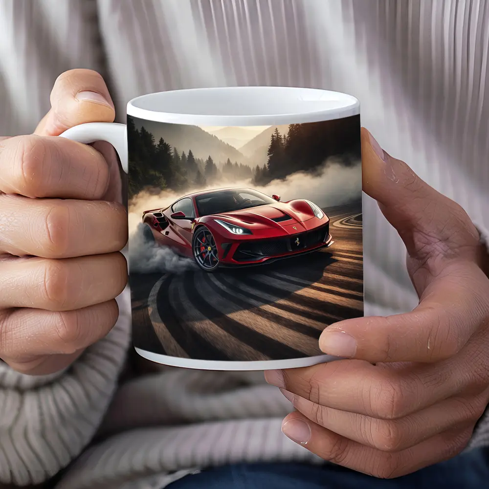 Ferrari F8 Drifting Mountain Road Smoke – Mugs