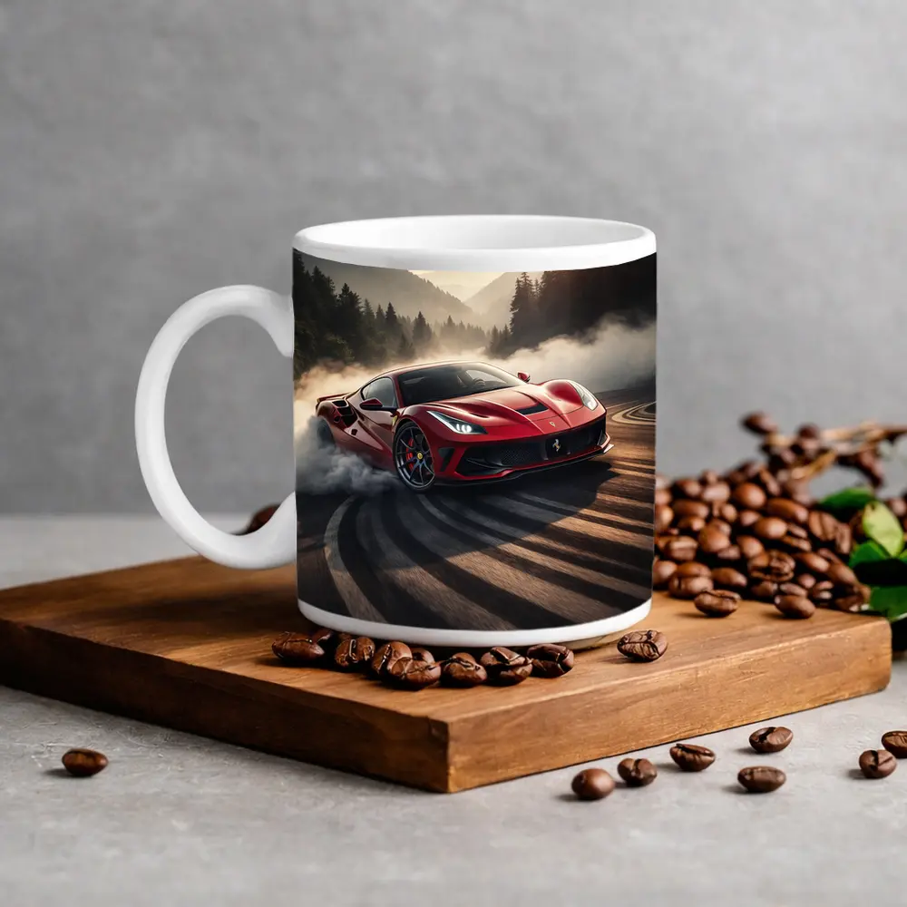 Ferrari F8 Drifting Mountain Road Smoke – Mugs