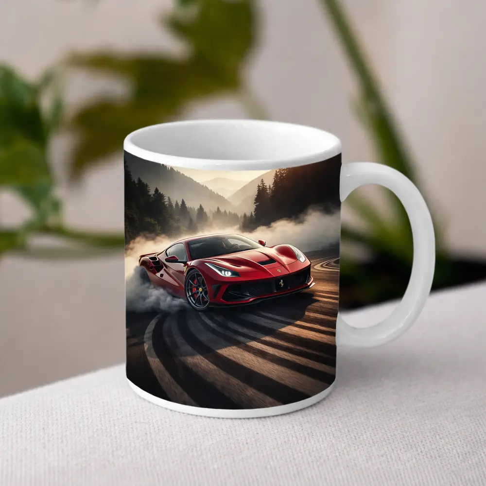Ferrari F8 Drifting Mountain Road Smoke – Mugs