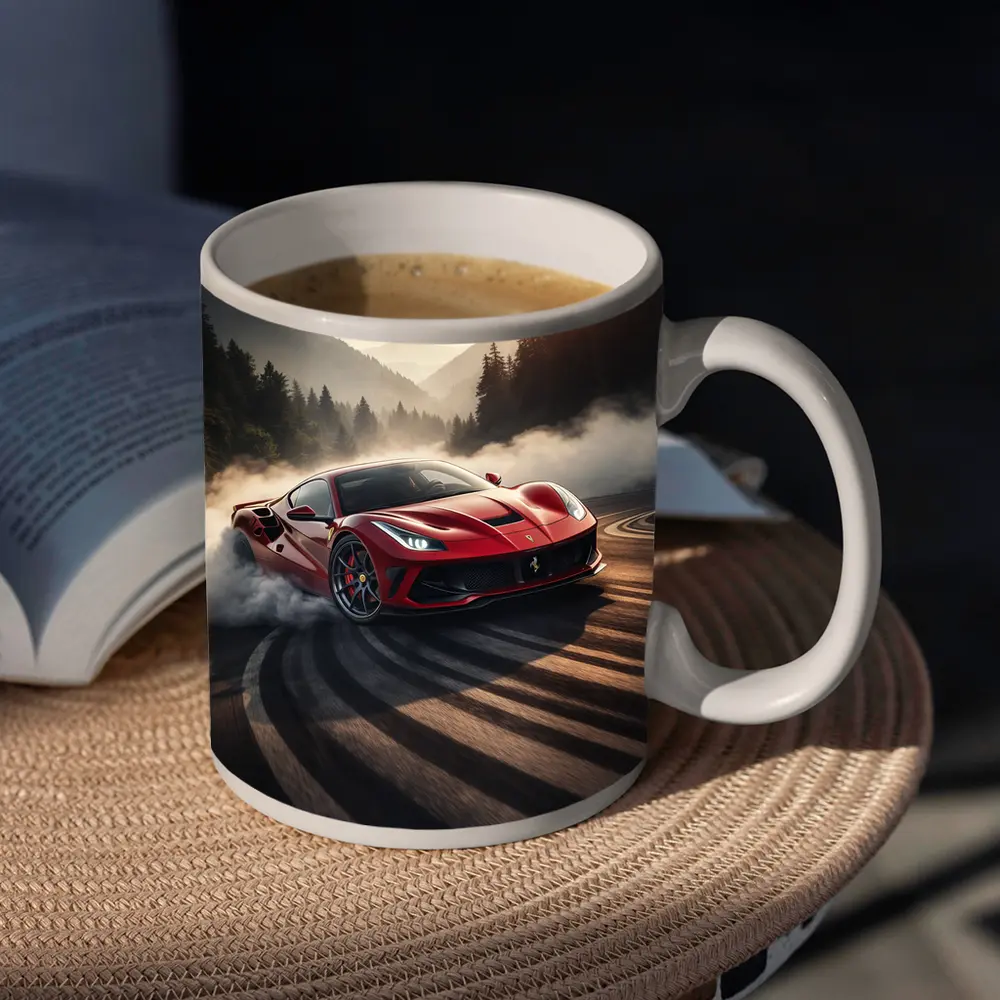 Ferrari F8 Drifting Mountain Road Smoke – Mugs