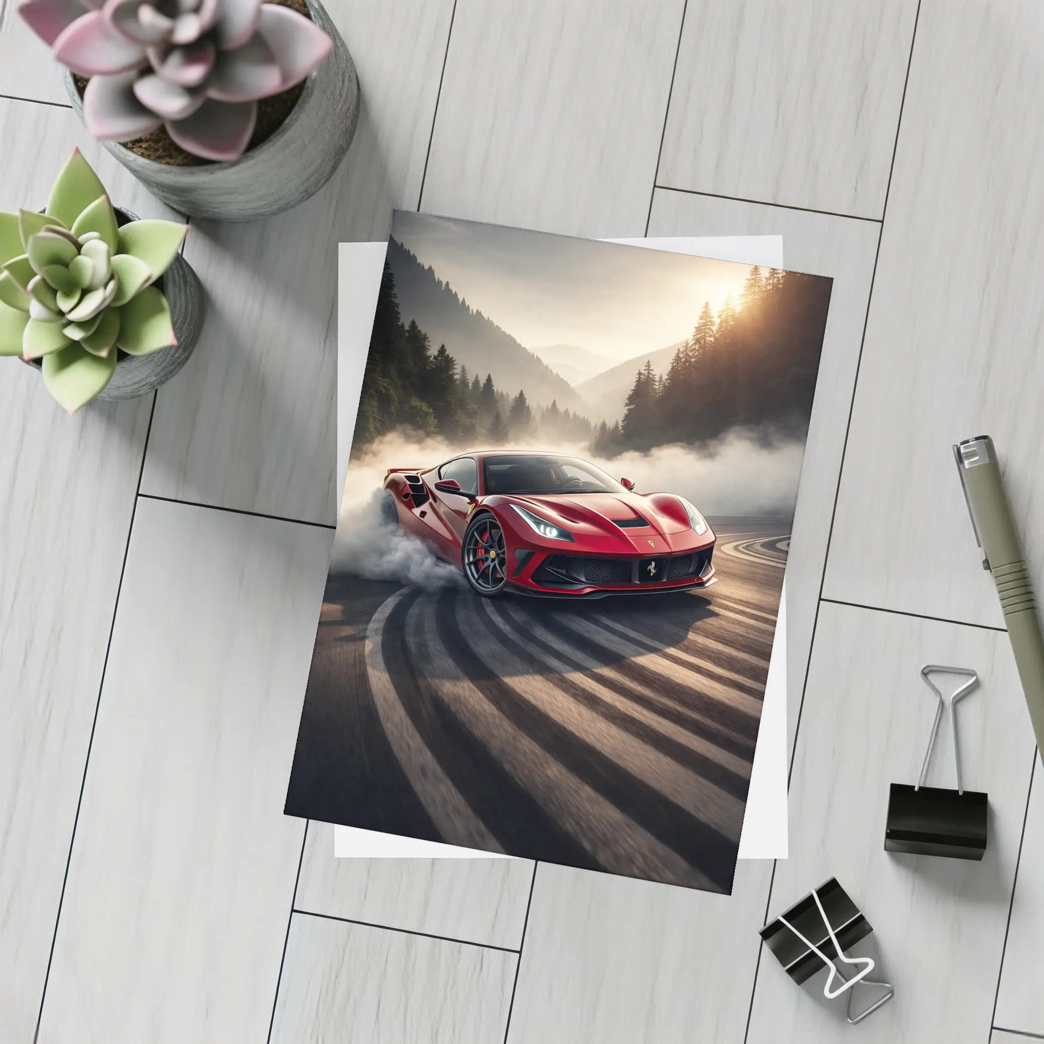 Ferrari F8 Drifting Mountain Road Smoke – Postcards