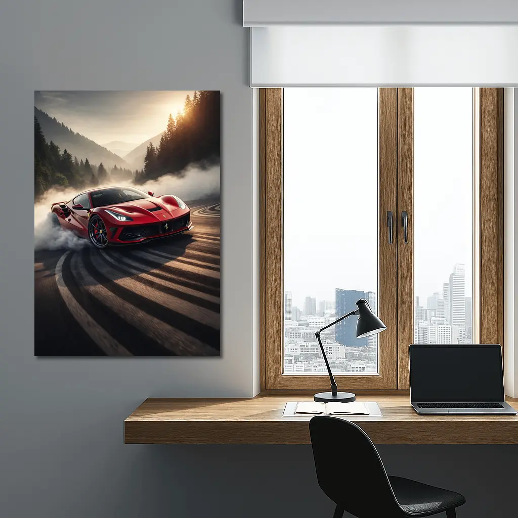 Ferrari F8 Drifting Mountain Road Smoke – Wall Art
