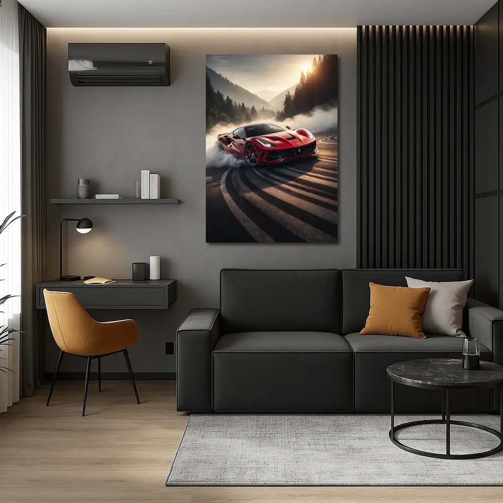 Ferrari F8 Drifting Mountain Road Smoke – Wall Art