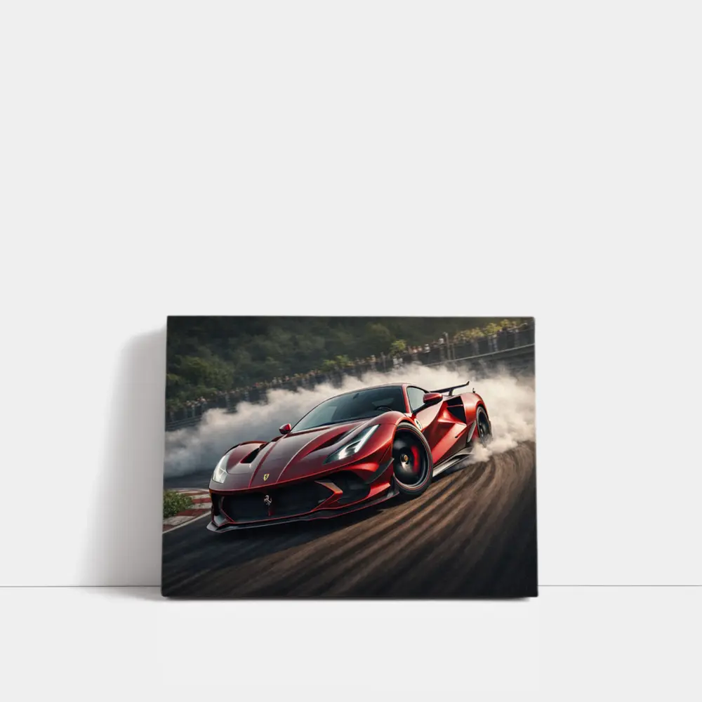 Ferrari F8 Drifting on Race Track – Wall Art