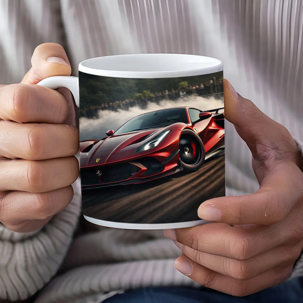 Ferrari F8 Drifting on Race Track – Mugs
