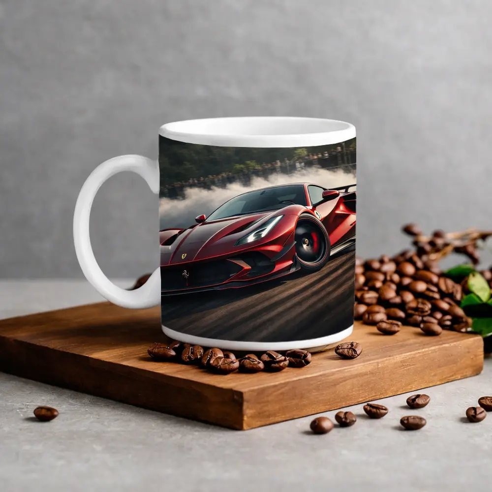 Ferrari F8 Drifting on Race Track – Mugs
