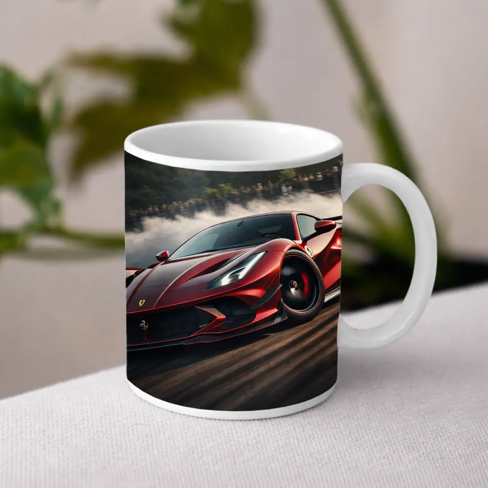 Ferrari F8 Drifting on Race Track – Mugs