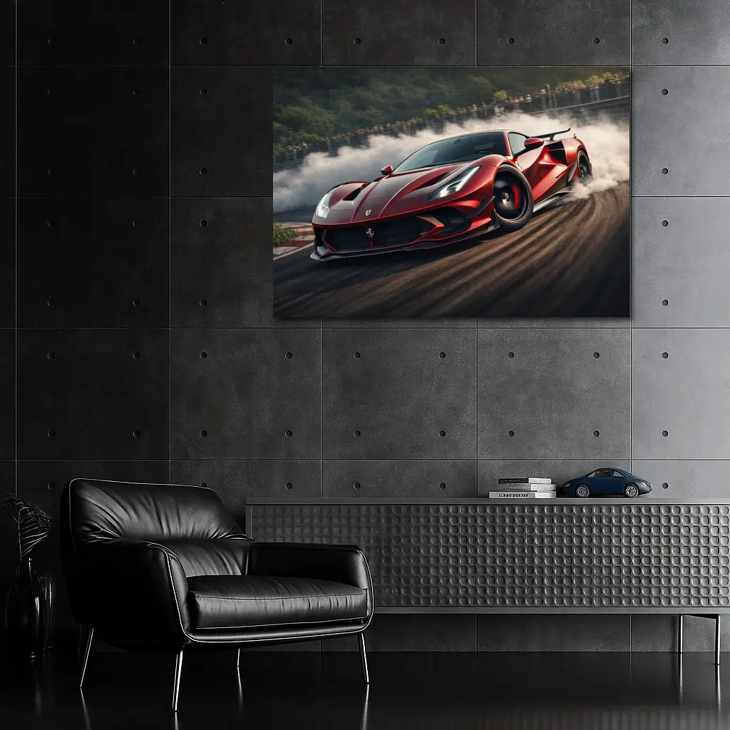 Ferrari F8 Drifting on Race Track – Wall Art