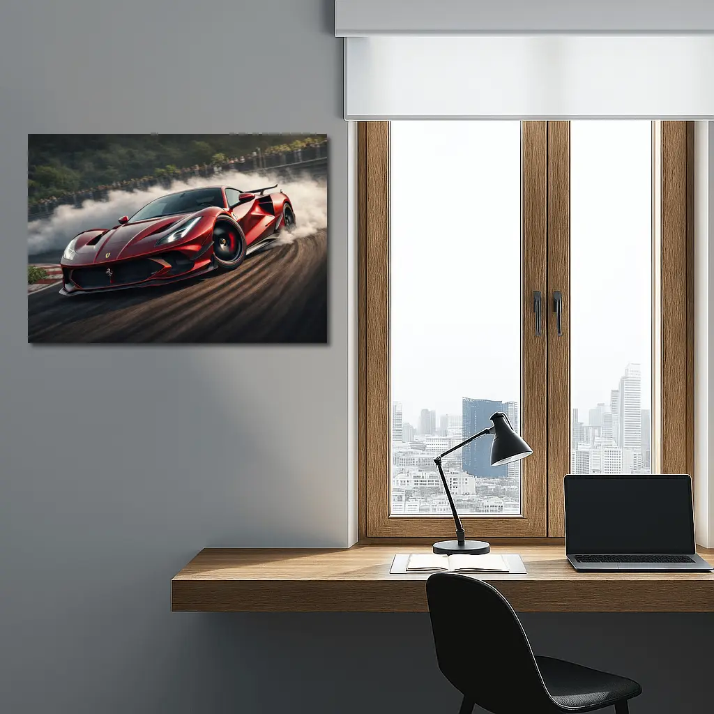 Ferrari F8 Drifting on Race Track – Wall Art