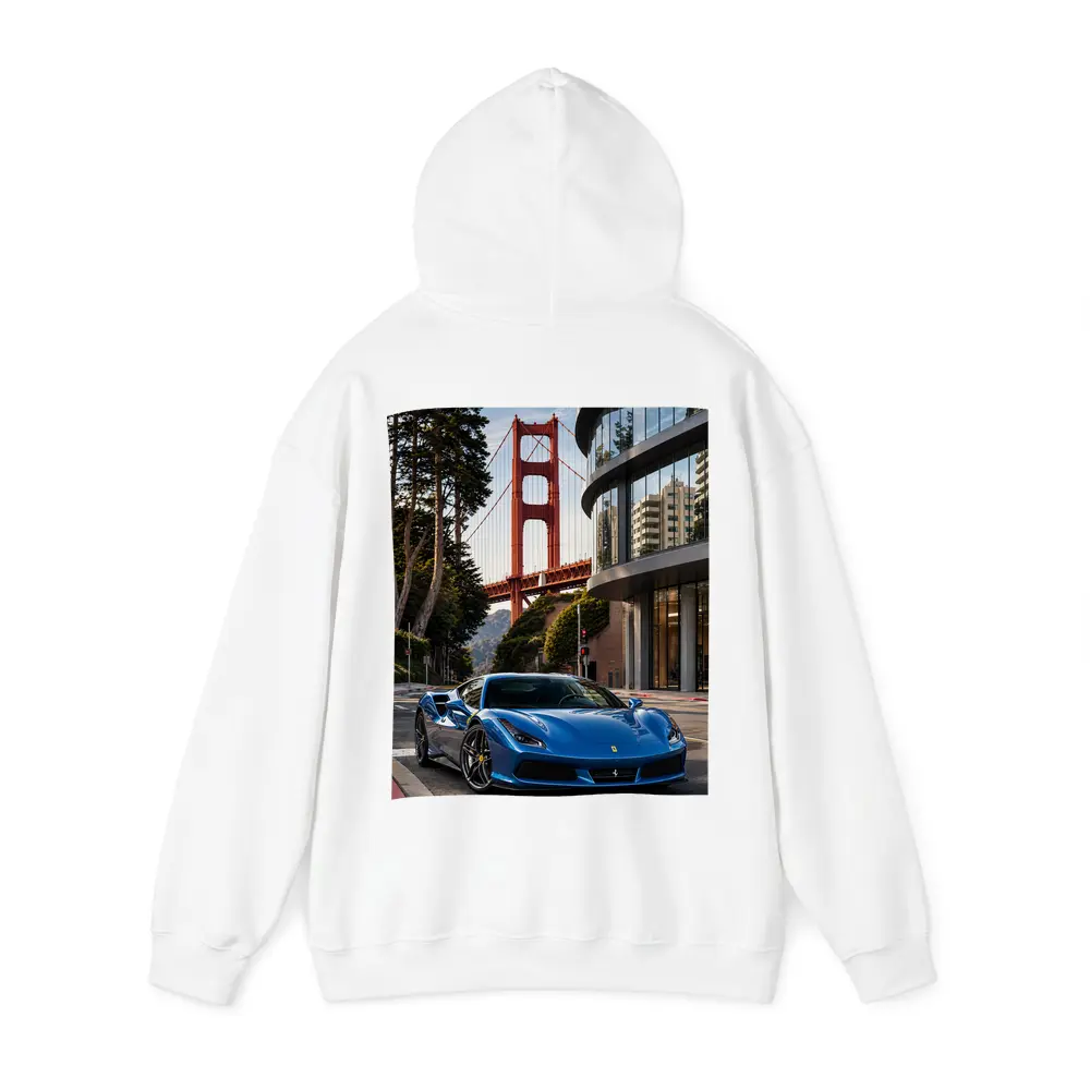 Ferrari F8 Blue Golden Gate Bridge – Hoodies