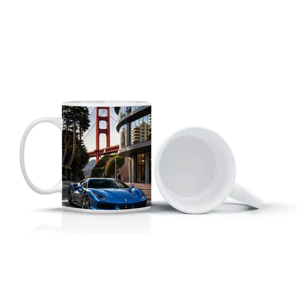 Ferrari F8 Blue Golden Gate Bridge – Mugs