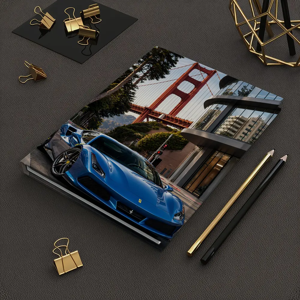 Ferrari F8 Blue Golden Gate Bridge – Notebooks