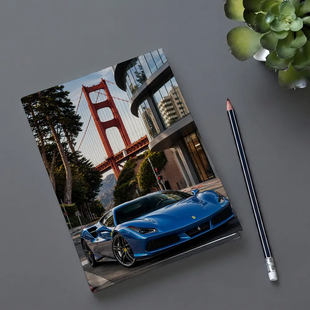 Ferrari F8 Blue Golden Gate Bridge – Notebooks
