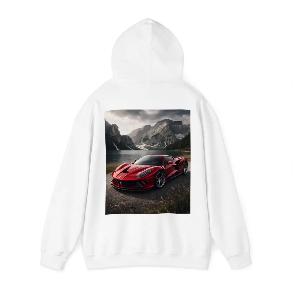 Ferrari F8 Red Supercar Mountain Lake – Hoodies