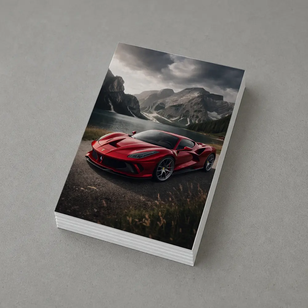 Ferrari F8 Red Supercar Mountain Lake – Postcards