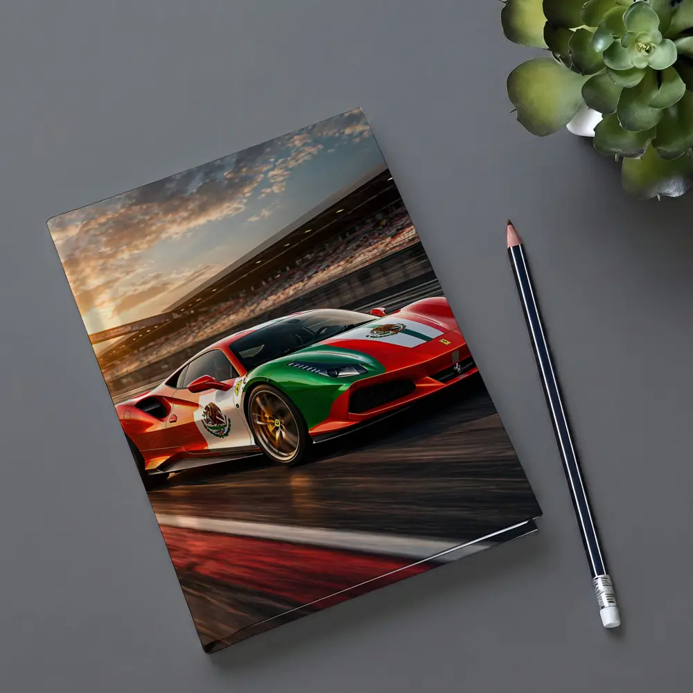 Ferrari 488 Mexico Flag Racing Track Sunset – Notebooks