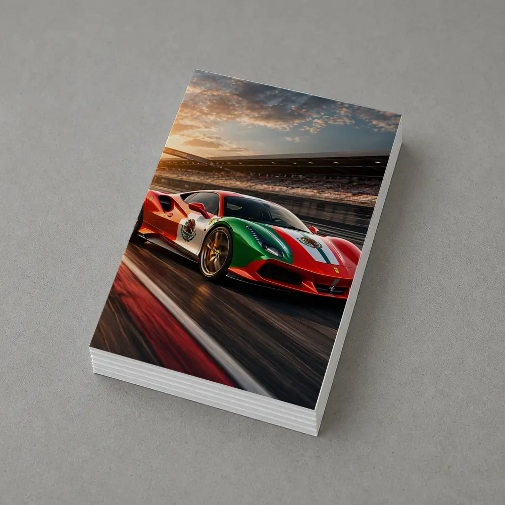 Ferrari 488 Mexico Flag Racing Track Sunset – Postcards