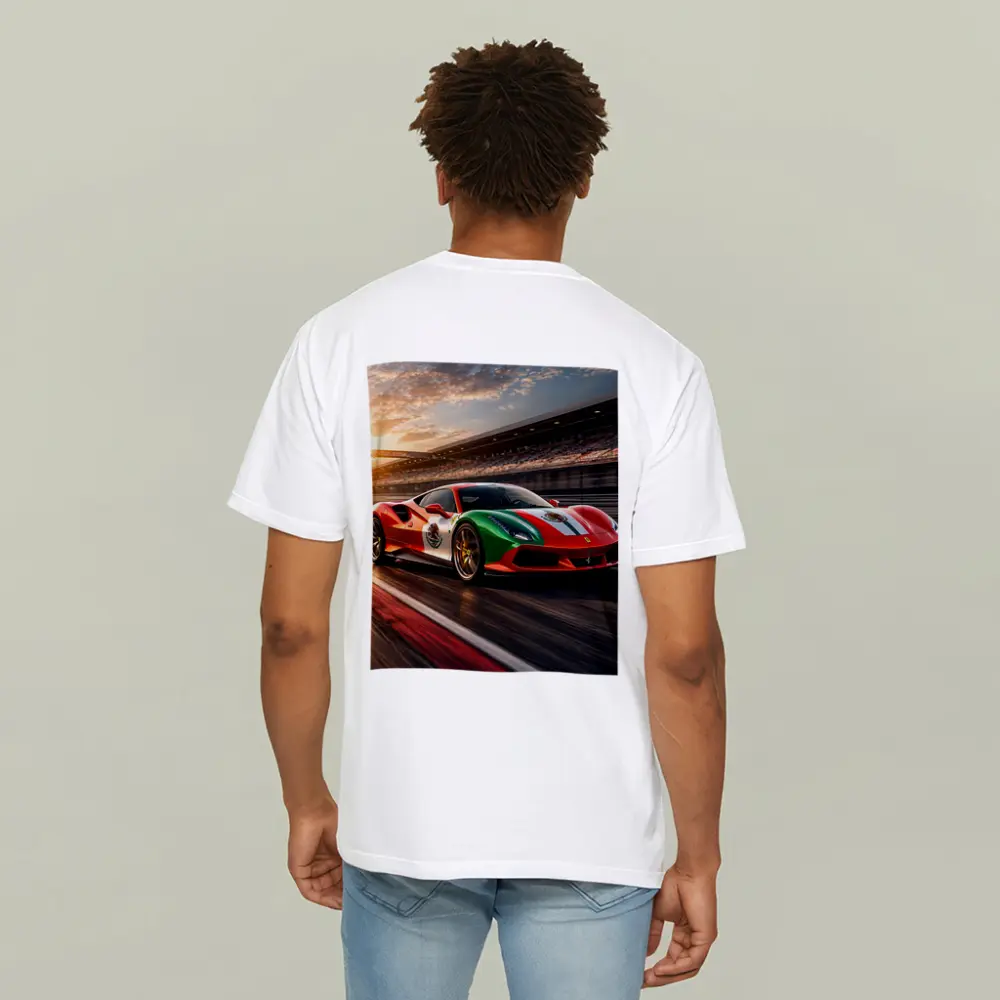 Ferrari 488 Mexico Flag Racing Track Sunset – T-Shirts