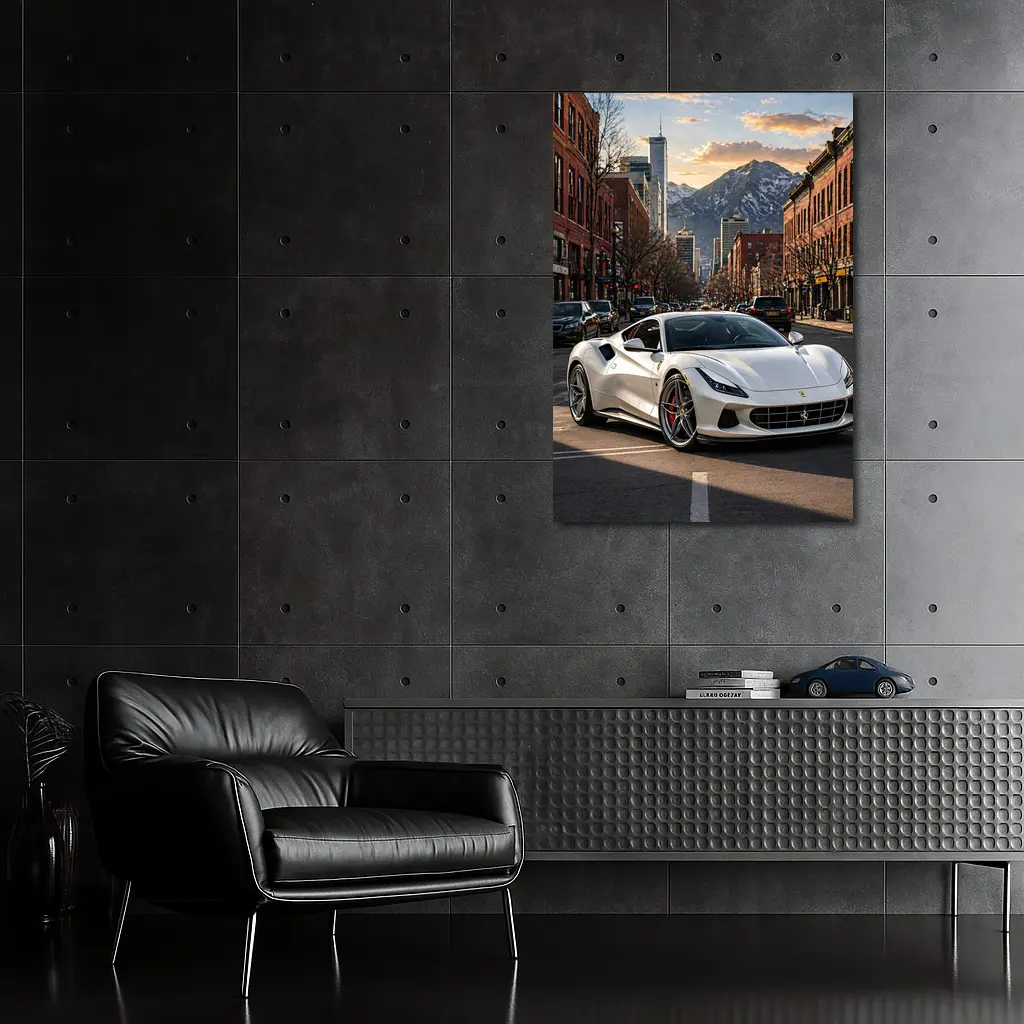 Ferrari F8 White City Mountain Street – Wall Art
