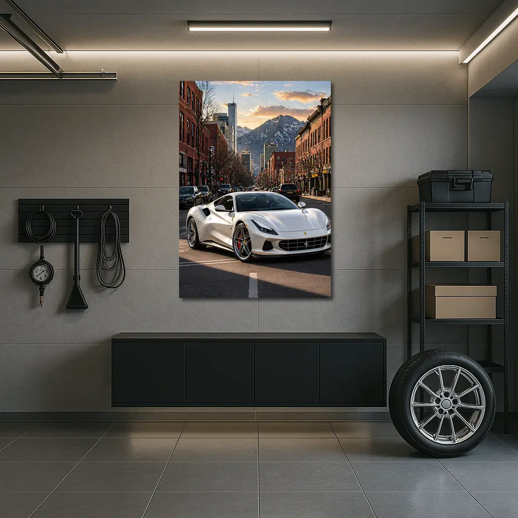 Ferrari F8 White City Mountain Street – Wall Art