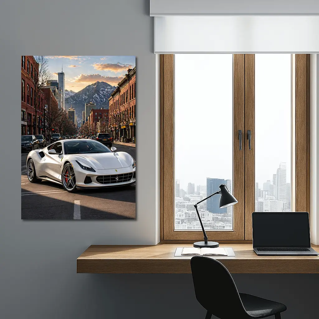 Ferrari F8 White City Mountain Street – Wall Art