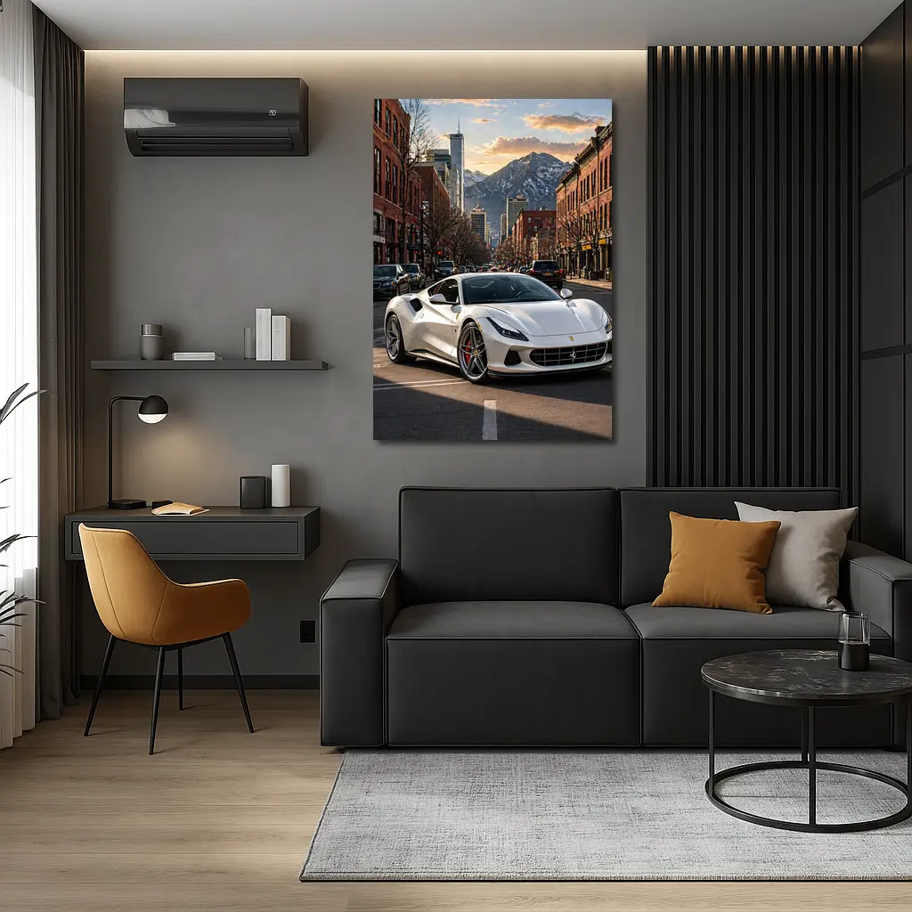 Ferrari F8 White City Mountain Street – Wall Art