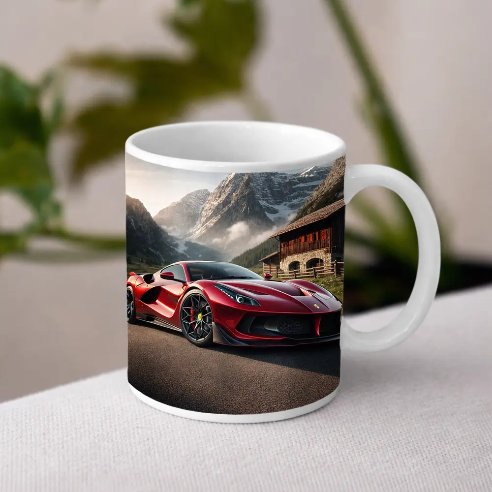 Ferrari F8 Red Mountain Alpine Road – Mugs