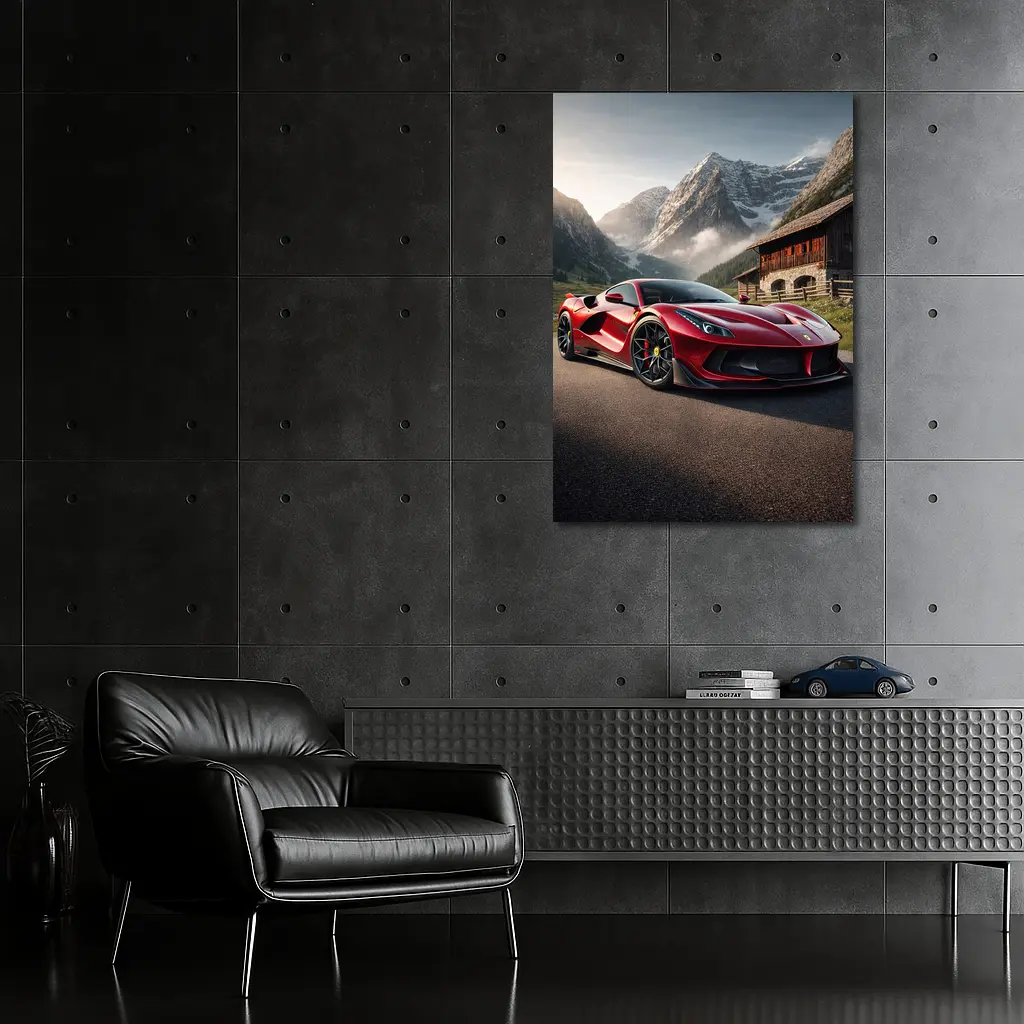 Ferrari F8 Red Mountain Alpine Road – Wall Art