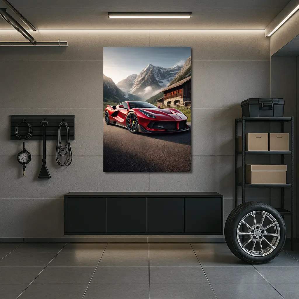 Ferrari F8 Red Mountain Alpine Road – Wall Art