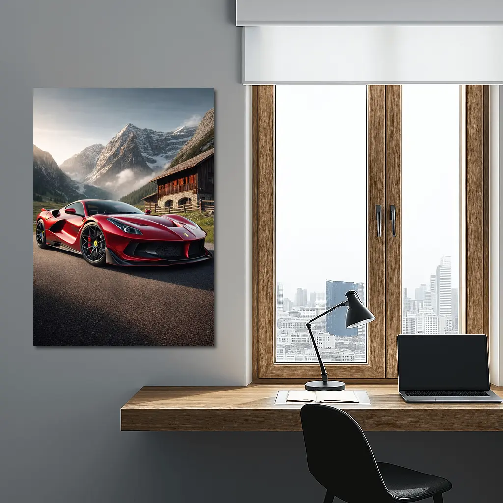 Ferrari F8 Red Mountain Alpine Road – Wall Art