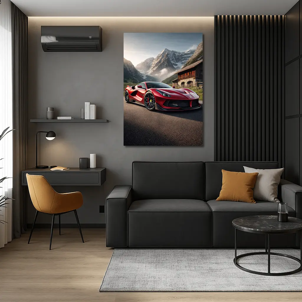 Ferrari F8 Red Mountain Alpine Road – Wall Art