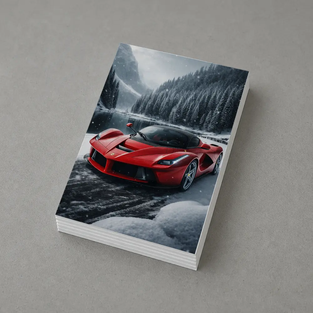 Ferrari LaFerrari Red Supercar Snowy Forest – Postcards