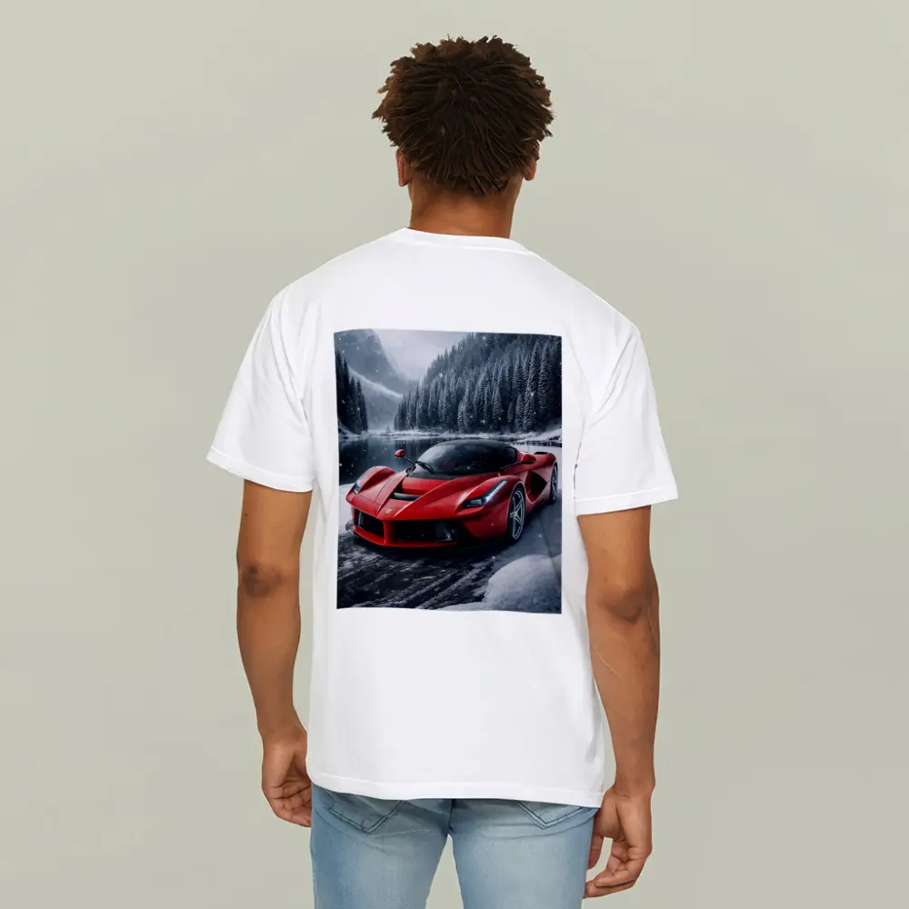 Ferrari LaFerrari Red Supercar Snowy Forest – T-Shirts