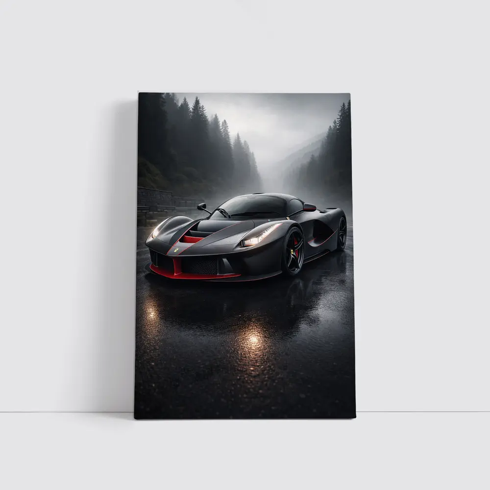 Ferrari LaFerrari Black Rainy Mountain Road – Wall Art