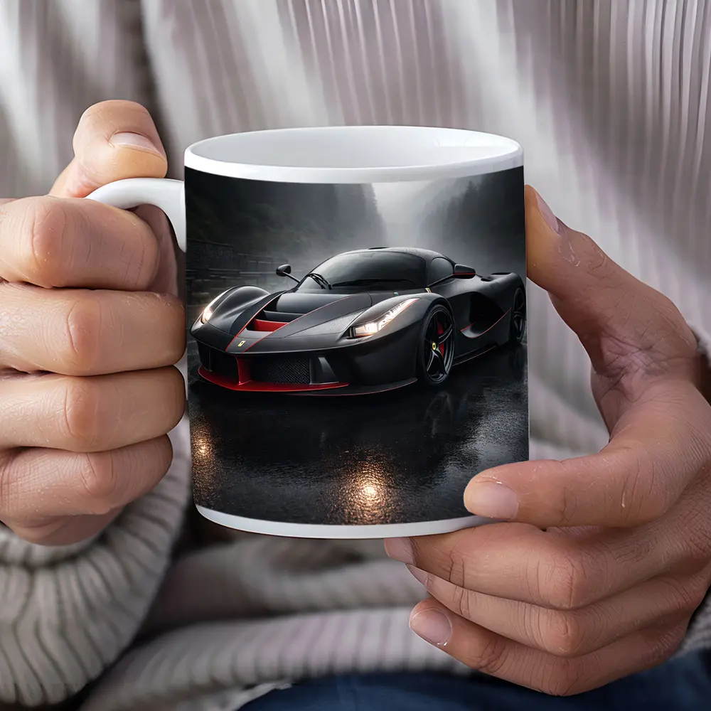 Ferrari LaFerrari Black Rainy Mountain Road – Mugs