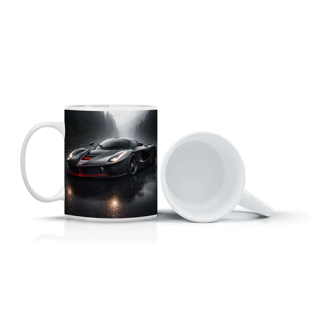 Ferrari LaFerrari Black Rainy Mountain Road – Mugs
