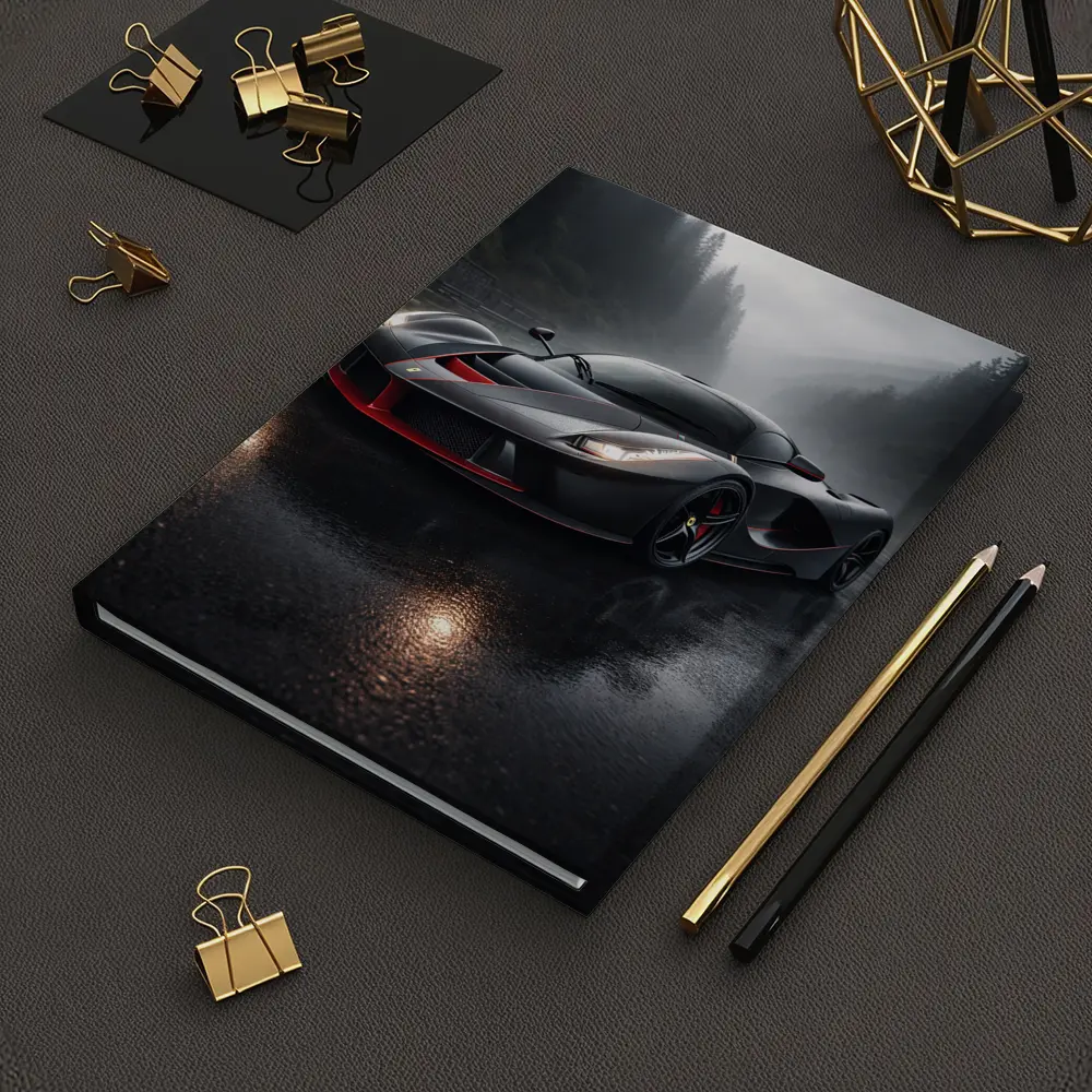 Ferrari LaFerrari Black Rainy Mountain Road – Notebooks