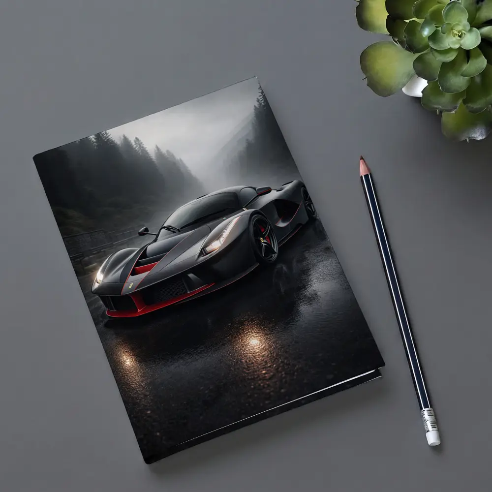 Ferrari LaFerrari Black Rainy Mountain Road – Notebooks