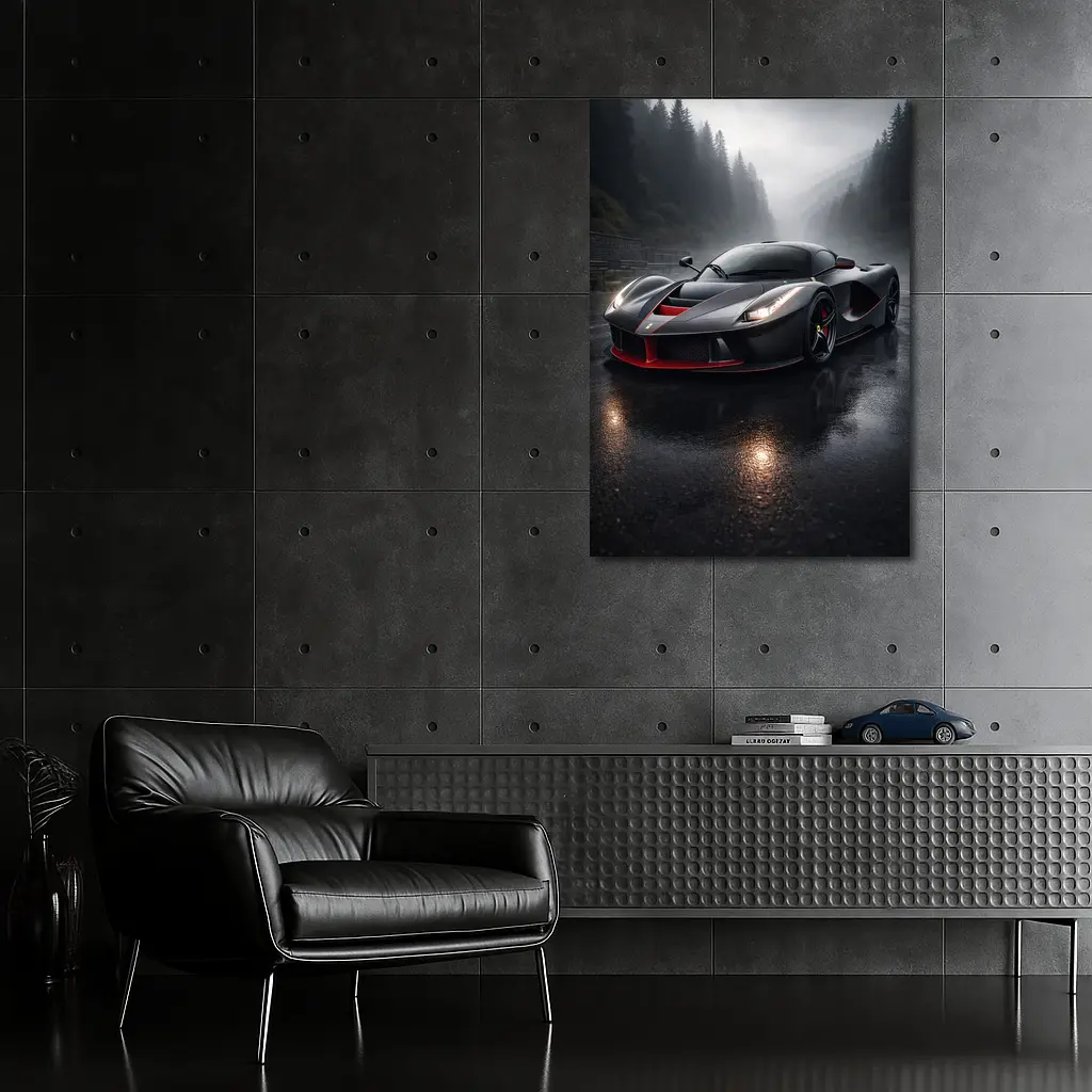 Ferrari LaFerrari Black Rainy Mountain Road – Wall Art