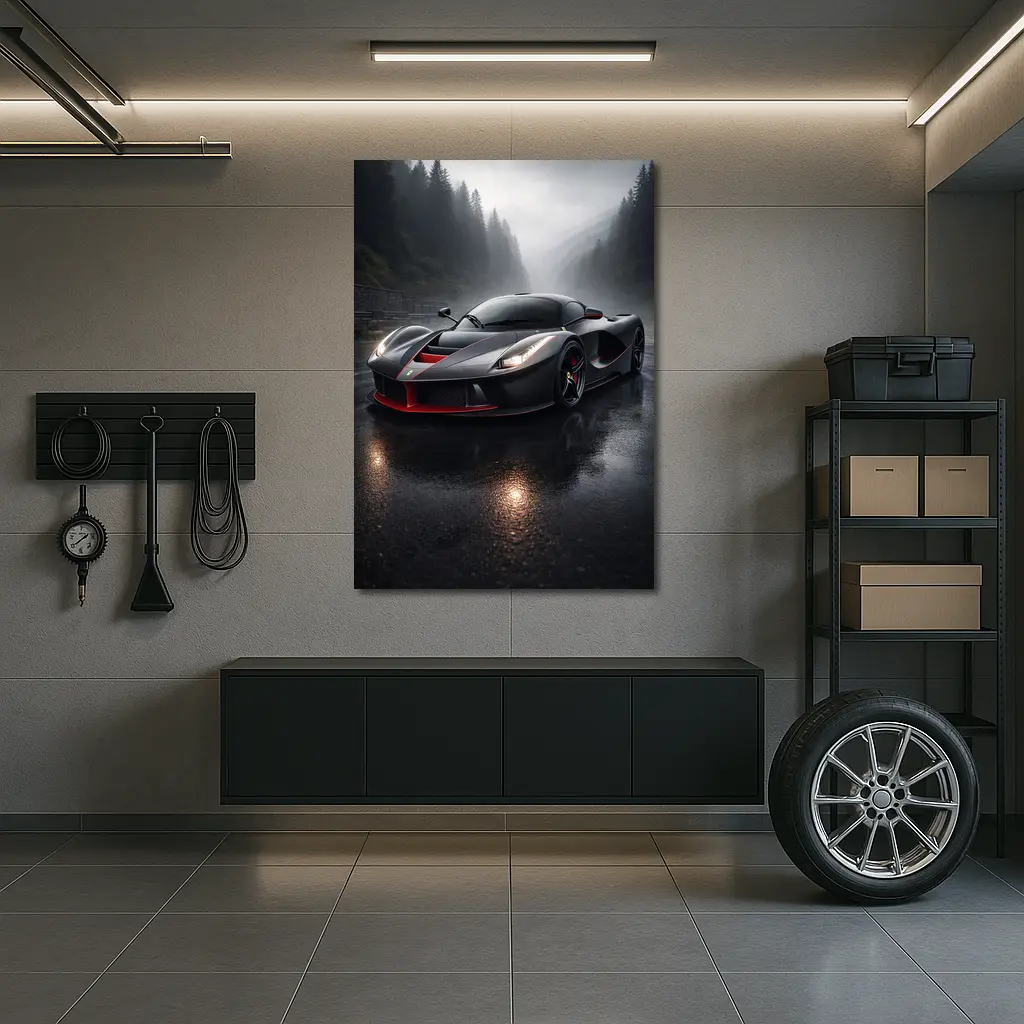 Ferrari LaFerrari Black Rainy Mountain Road – Wall Art