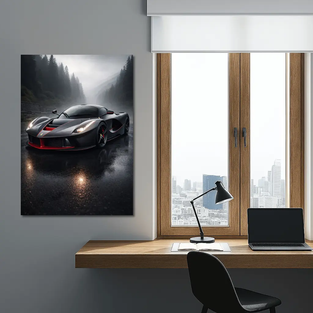 Ferrari LaFerrari Black Rainy Mountain Road – Wall Art