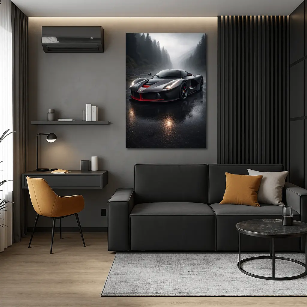 Ferrari LaFerrari Black Rainy Mountain Road – Wall Art