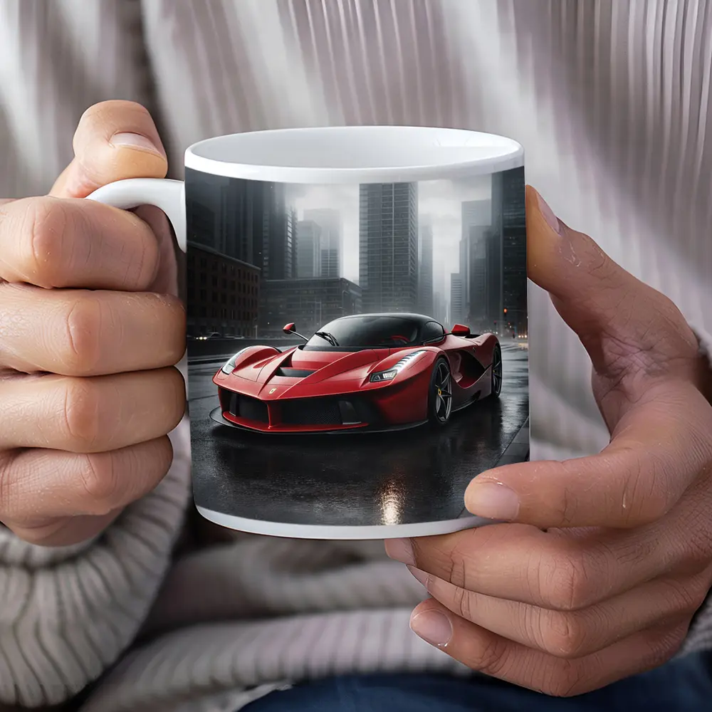 Ferrari LaFerrari Red Supercar Rainy City – Mugs