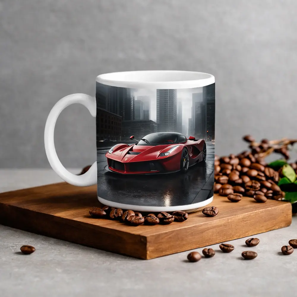 Ferrari LaFerrari Red Supercar Rainy City – Mugs