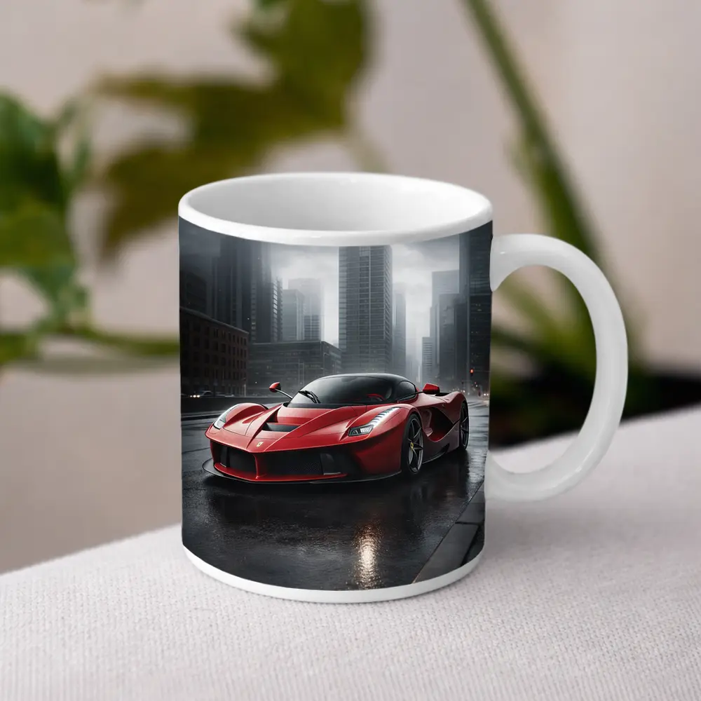 Ferrari LaFerrari Red Supercar Rainy City – Mugs