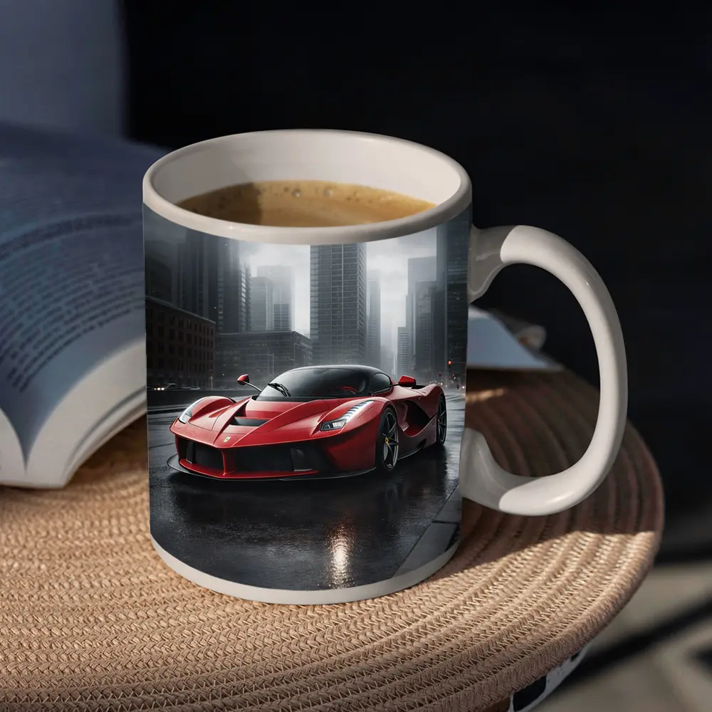 Ferrari LaFerrari Red Supercar Rainy City – Mugs