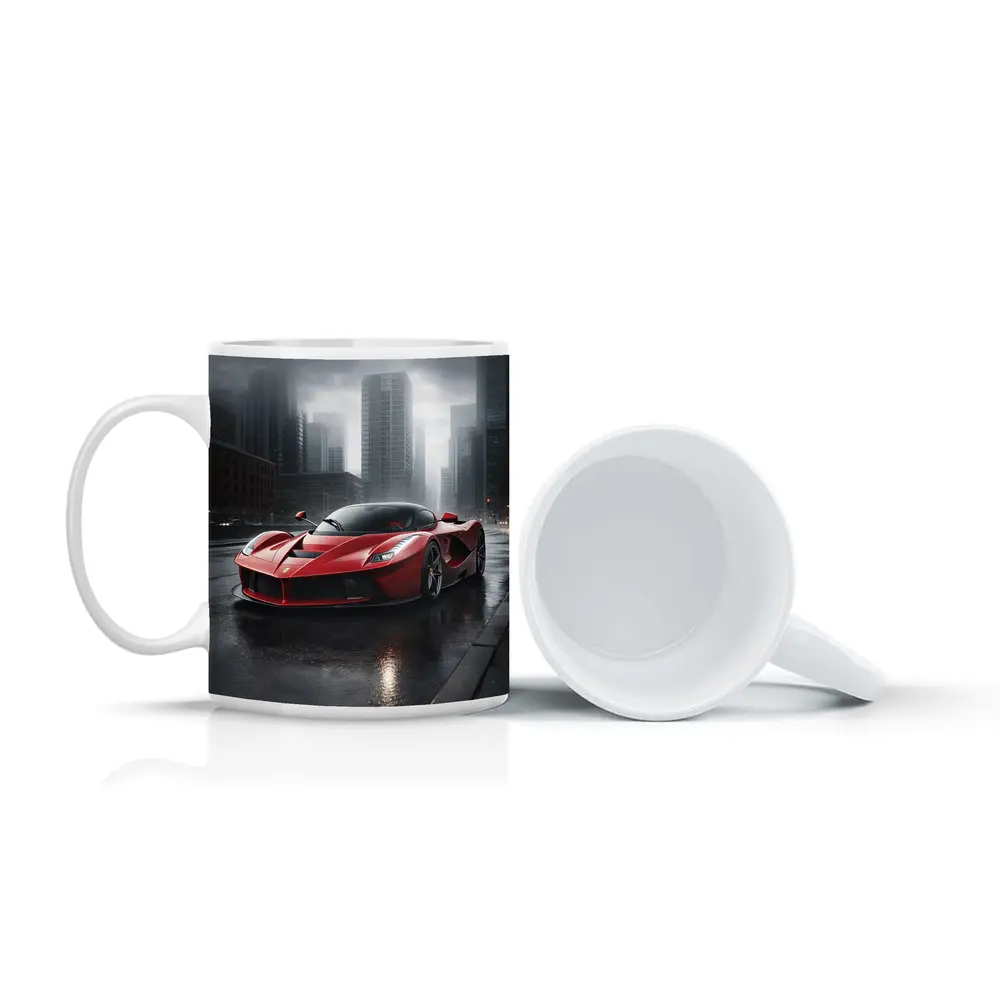 Ferrari LaFerrari Red Supercar Rainy City – Mugs