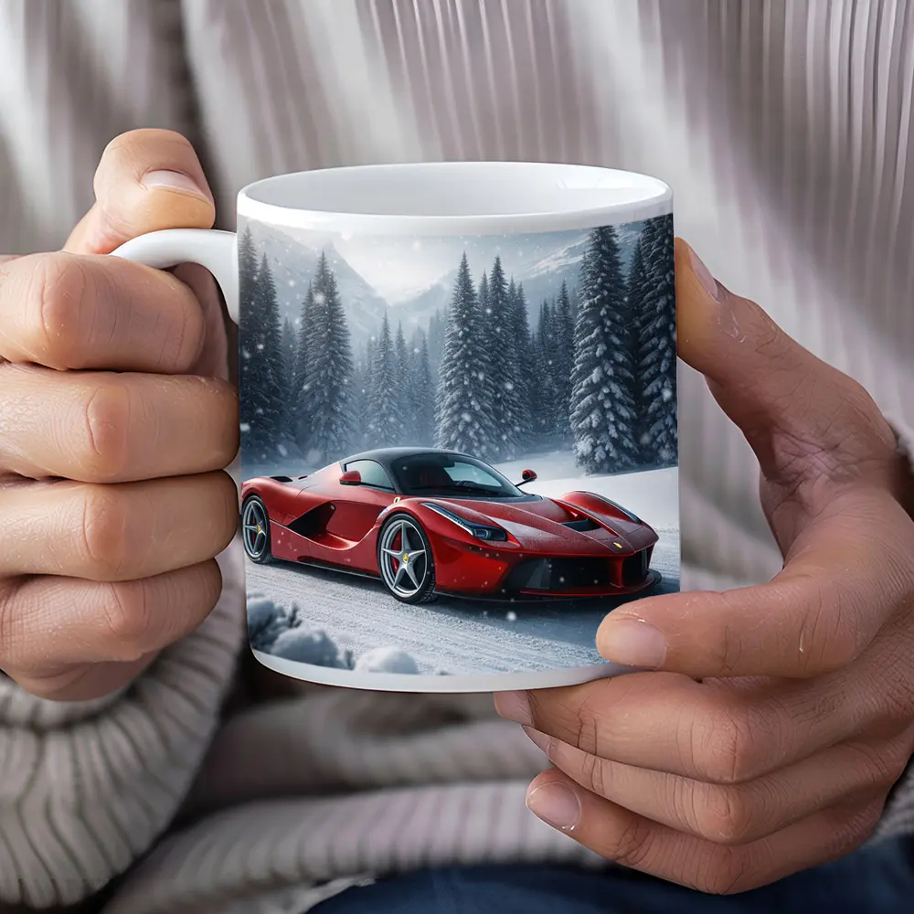 Ferrari LaFerrari Red Supercar Snowy Winter – Mugs